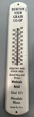 Vintage Poultry & Stock Feed Thermometer Farm GRAIN CO-OP Montana RARE Original
