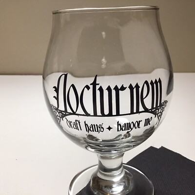 Nocturnem draft haus Bar Downtown Bangor, ME Logo Beer Glass Maine Beer Bar Rare