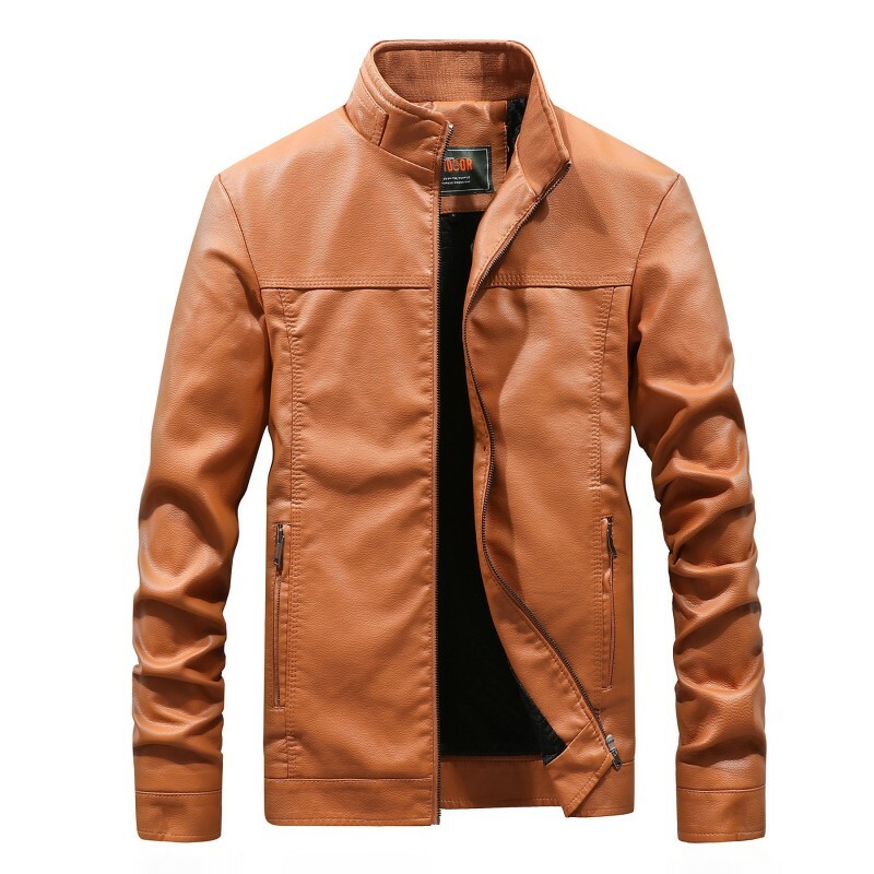 Mens PU Leather Jacket Coat Classic Motorcycle Thick Coats High