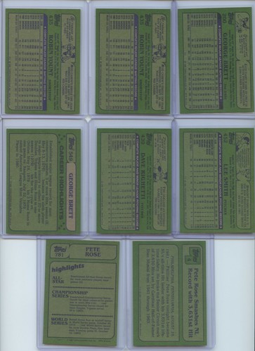 1982 Topps 8 Card Group Lot With HOFs & Stars Yount, Brett, Righetti, Smith - Picture 2 of 2
