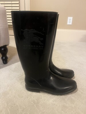 Women's Burberry Black Welly Rain boots Size US Zoom For