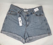 topshop mom shorts denim size 12 with cuffed trim new with tags