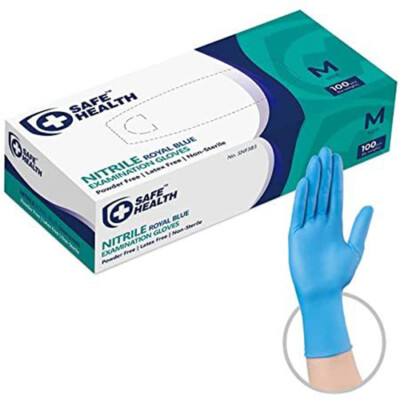 Safe Health powder free Nitrile Medical examination gloves (1000 gloves/cs)