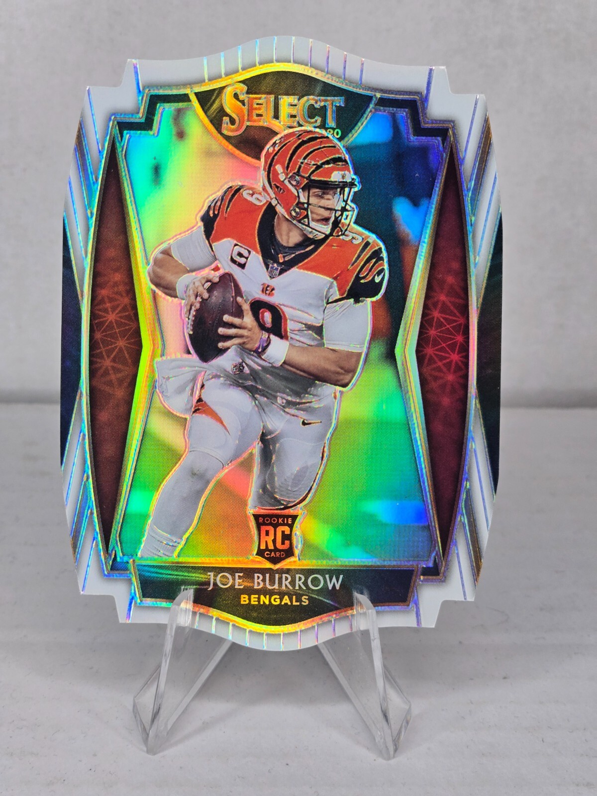 Joe Burrow RC - 2020 Panini Select Premier Level White Prizm Die-Cut Rookie