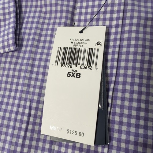 POLO RALPH LAUREN PERFORMANCE Men's 5XB Button Down Cotton/Spandex Purple Check - Picture 2 of 10