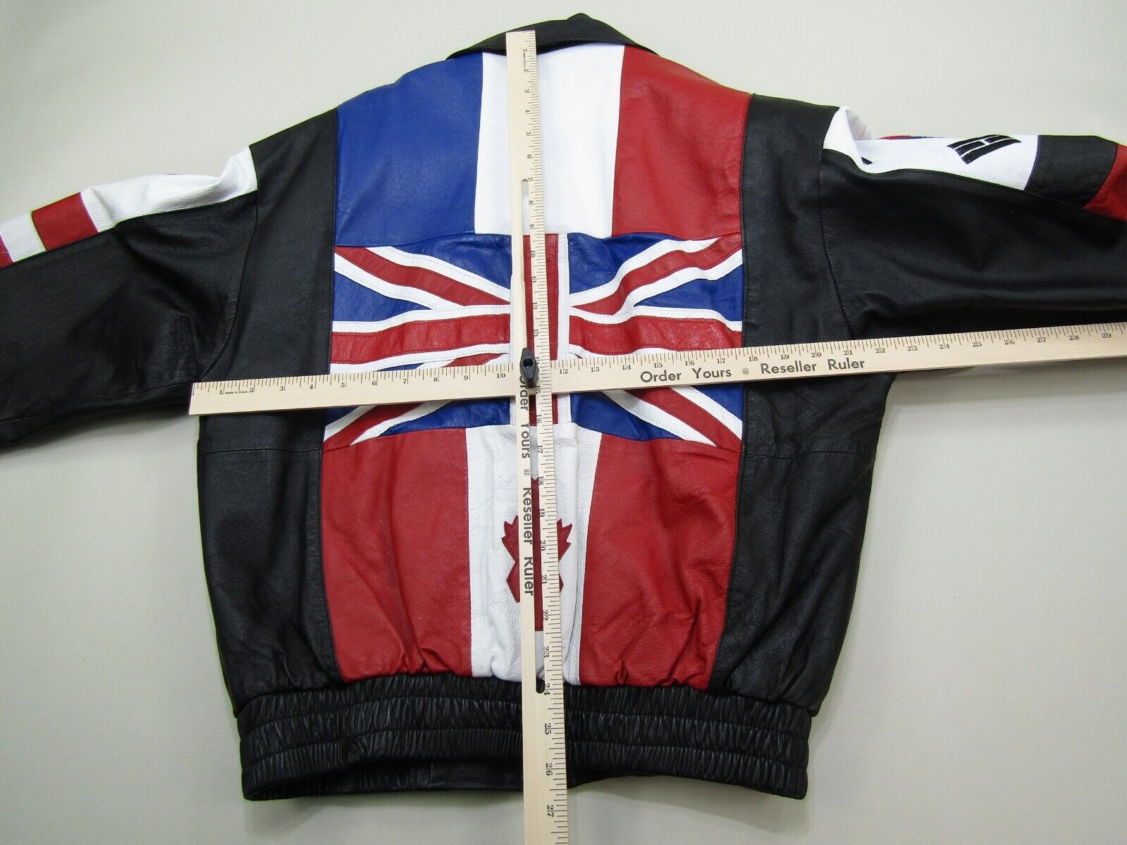 VTG World Flags Leather Jacket Mens Medium Pocket… - image 13