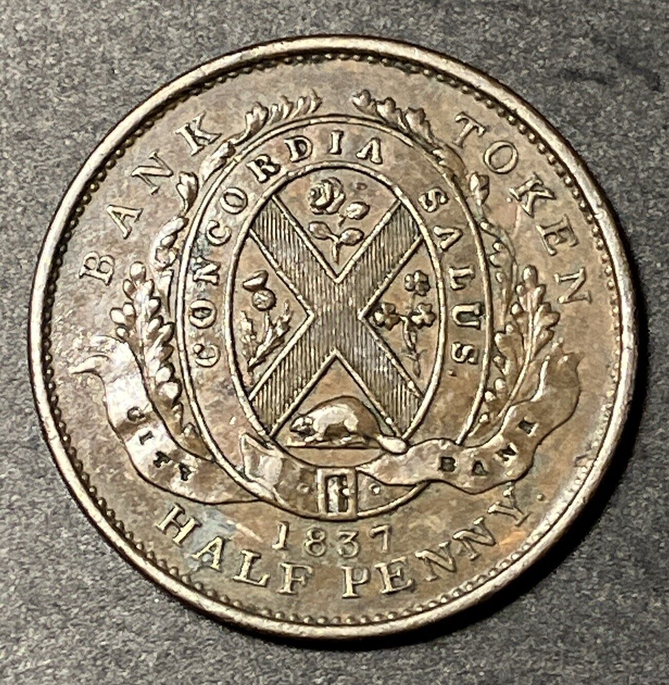1837 Lower Canada City Bank Half Penny Br-522, Lc-8A2