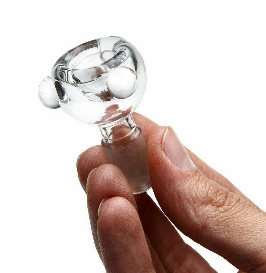 3PACK 14mm Male Slide Tobacco  Bowl Glass for Water Pipes - Round Clear - Picture 2 of 3
