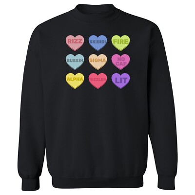 Valentines Day Rizz Sigma Hearts Tee - Gen Z Slang Unisex Crewneck Sweatshirt