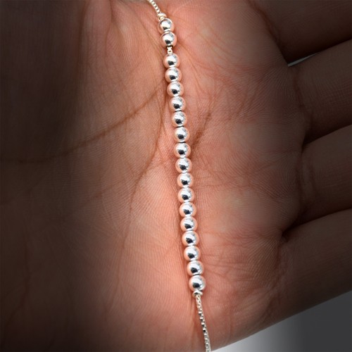 Genuine 925 Sterling Silver Adjustable 4mm Beaded Slider Bracelet eBay