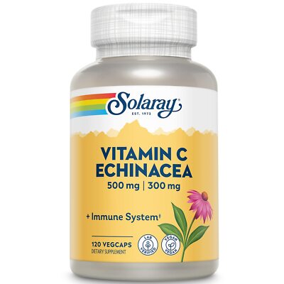 Vitamin C with Echinacea 120 Count Immune Support Vegan Non GMO 500mg 300mg