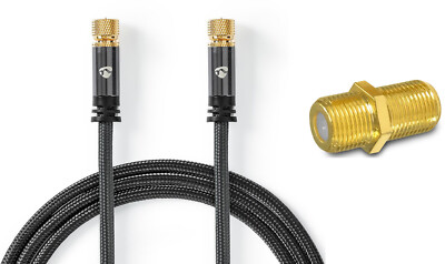 5m Sat Verlängerungskabel HD Anschlusskabel 135 vergoldet Koax Kabel 4K schwarz