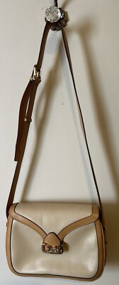 Vintage Celine Adjustable Strap Cream Tan Leather Medium Shoulder Bag