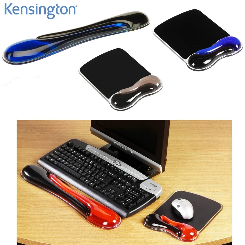 KENSINGTON DUO GEL WAVE BLUE OR RED SMOKE COLOUR MOUSE MAT KEYBOARD WRIST REST