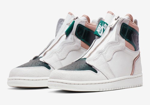 Nike Air Jordan 1 Retro Alta Cremallera Mujer Zapatos Blanco Verde  AQ3742-003 Nuevo con etiquetas | eBay