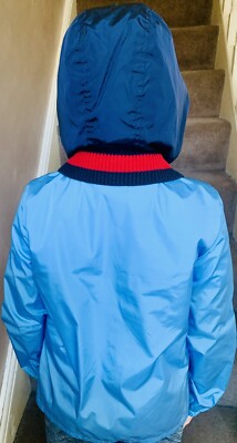 GUCCI Authentic Boys Blue Webbed Windbreaker Hooded Lightweight