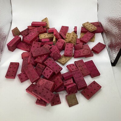 Halsam American Bricks Wood Building Blocks Red/Wood Color