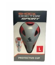 NOWY SHOCK LEKAR CUP DO SPORTU SZARY CZERWONY OCHRONNY ROZMIAR L 15+ YO PIŁKA NOŻNA