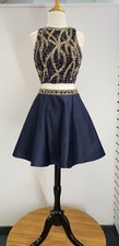 Blush Prom Dress Party  Evening Short Formal Cocktail Two-piece Navy Gold Size 6