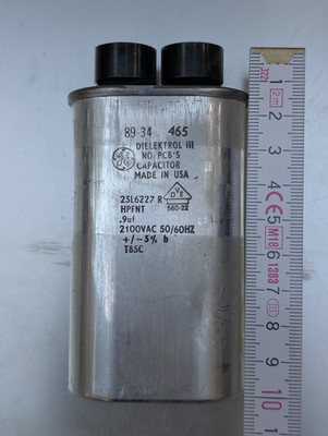 GE Hochspannungskondensator 0,9 µF 2100 VAC 23L6227R Mikrowelle Made USA