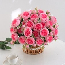 Bouquet de pivoine artificielle multicolore fleurs en soie pour bureau à domici