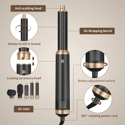 Taotique JFB-0001-04 5 in 1 Blow Dryer Brush, Upgrade Hair Dryer Brush Air