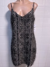 Guess Women's Size Medium Eyelash Fabric Snake Print  Dress Sheath Strappy Lined