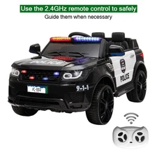 12V Kids Police Ride On SUV Car Toy Xmas Gift 3 Speed Light Music Remote