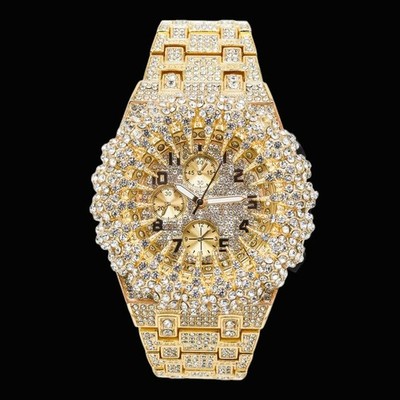 Men's Spike Burst Watch Hip Hop Style Monster Teeth Unique Design Iced CZ Bling