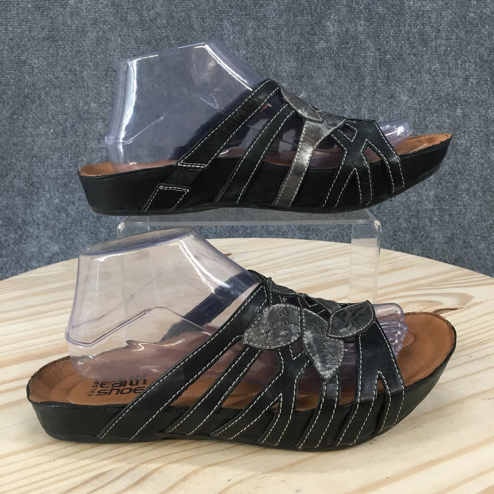 Kalso Earth Sandals Womens 9.5B Enthuse Casual Slip On Slides Black Leather - Image 2 of 4