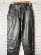Vintage Harley Davidson woman's black leather pants sz 34/6 W 2002 Full Leather
