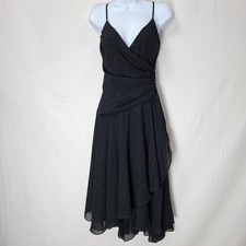 VTG 80s Roberta black sheer Skirt True wrap dress 5/6 Assymetric Fairy Grunge