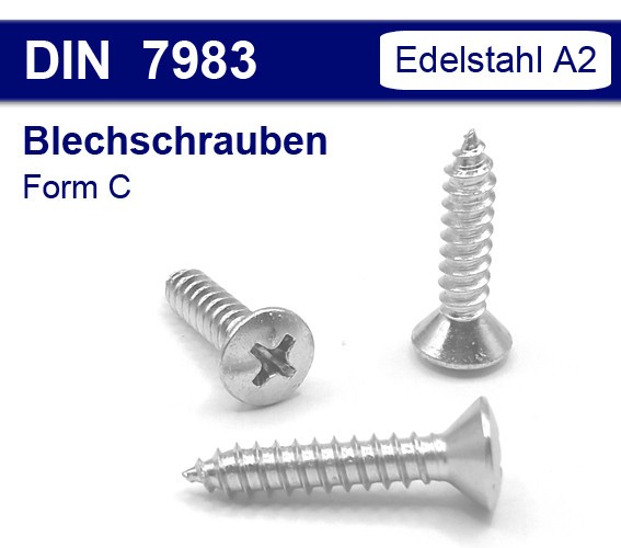 Tornillos de chapa DIN 7983 con punta cabeza de lente Ø 2,9-6,3 - acero inoxidable A2 cruz