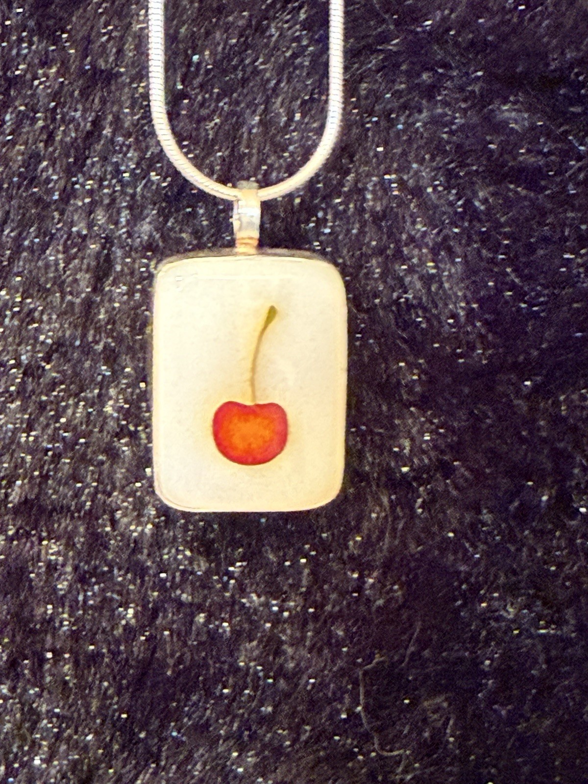 Solid 24k Cherry Cloisonné Sterling Necklace by R… - image 5