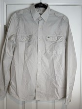 Lacoste Men's Long Sleeve Tailored Fit Cotton Oxford Shirt Grey Woven Sz 38 Sm