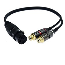 1ft XLR female to 2 RCA female Plug Y Splitter XLR 3 Pin to Dual RCA Stereo p...