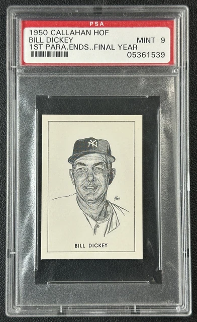 BILL DICKEY PSA 9 1950 CALLAHAN HALL OF FAME HOF (BIO DURING HIS FINAL) 1539