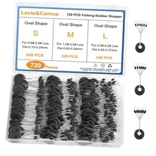 Lavie&Camus 720PCS Fishing Bobber Stopper, Oval Floats Sinker Stops, 6 in 1 