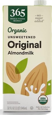 Organic Unsweetened Almond Milk 32 Fl Oz Carton 1 Count Organic Unsweetened