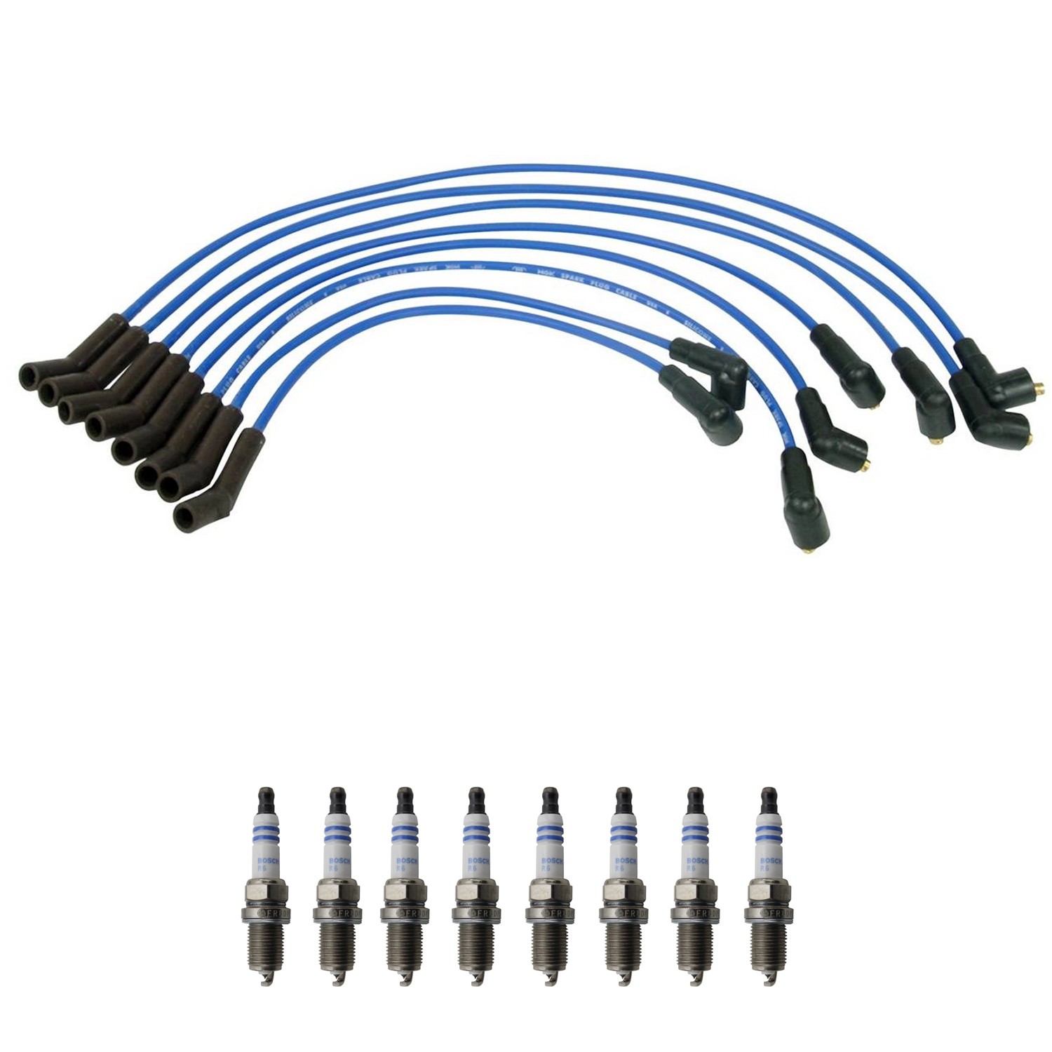 NGK Wire Set  Bosch 8 Double Platinum Spark Plugs Kit for Discovery 4.0 4.6 V8