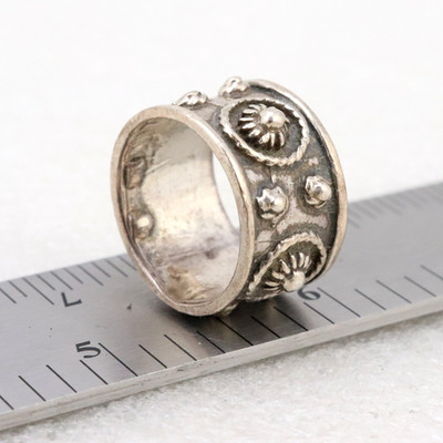 Herren Vintage Gr.7,5 Mexiko Stil Südwesten oder Bali Ring 925 Sterling Silber 9 Gramm