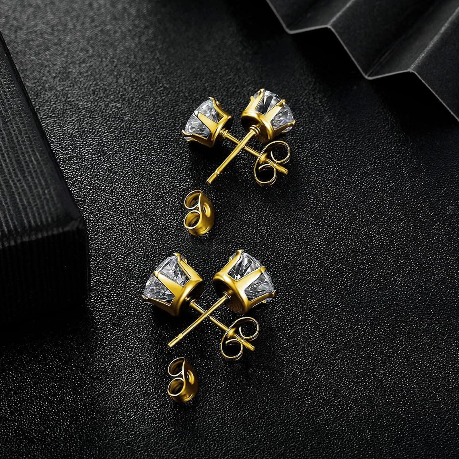 6 Pares Pendientes De Circona Cúbica Aretes Chapado 18K En Oro Para Mujer Niñas