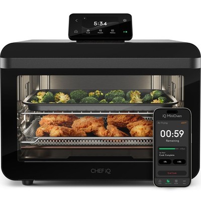 CHEF iQ MiniOven Smart Toaster Oven Air Fryer Combo, 11-in-1  , 25 Qt      Black