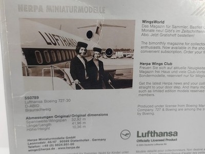 Herpa Wings 1:200 Lufthansa Boeing 727-30 Braunschweig D-ABID(B