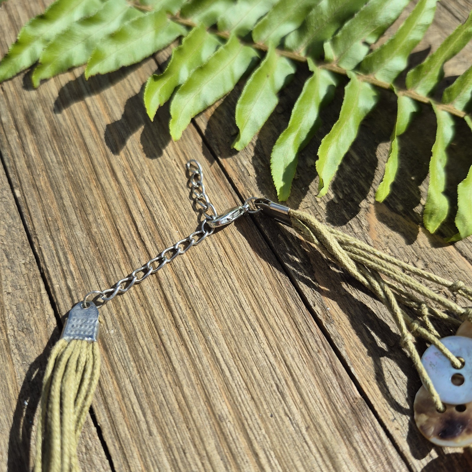 Handmade Multi-Strand Shell Button Cord Necklace … - image 10