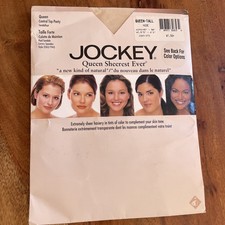 Vintage 1999 Jockey Nylon Panty Hose Queen Tall Nude Sheer Control Top Sandal