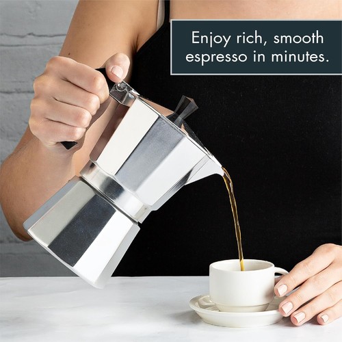Primula Classic Macchina da Caffè Espresso con Piano Cottura, Moka Caffettiera 6 Tazze, Argento - Foto 6 di 10