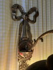 ORNATE REAL Brass Wall Decor Bow & Curved Arm For Lamp Plant Basket VTG-Antique — photo 1