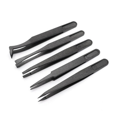 5pcs Anti-Static Plastic Tweezers Set Heat Resistant Repair Tool Kit - NEW