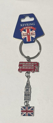 NWT London England Britain Souvenir Keyring  Flag London Bus Big Ben